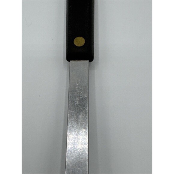 Vintage Spatula Lifter & Slotted Spoon Set Stainless Steel USA 1960s Wood Handle - Picture 8 of 9